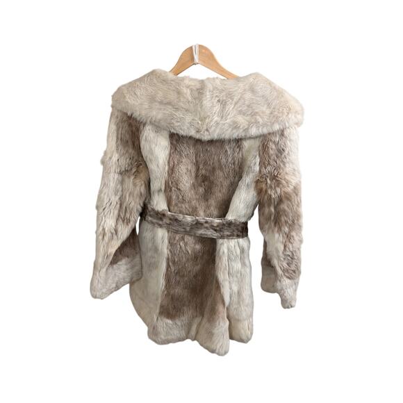 Vintage Edward Glasser Rabbit Fur Coat | Belted Mid-Length | Classic Beige | S - Picture 11 of 14